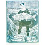 Arthur Charlton (British 1917-2007)/Swansea Fisherman/artist's proof/linocut,