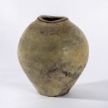 Chris Carter (British, born 1945), an elliptical ovoid stoneware vase in rough cream glaze,