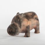 Robin Sales (British, Contemporary), a ceramic figure of a Hippo, initialled and dated 12/1995,