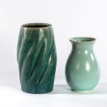 Lovatt's Langley ware, a vase of spiral form in matt turquoise glaze, 25.