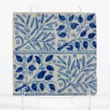 William Morris, a 'Bough' design blue and white decorated tile, circa 1870,