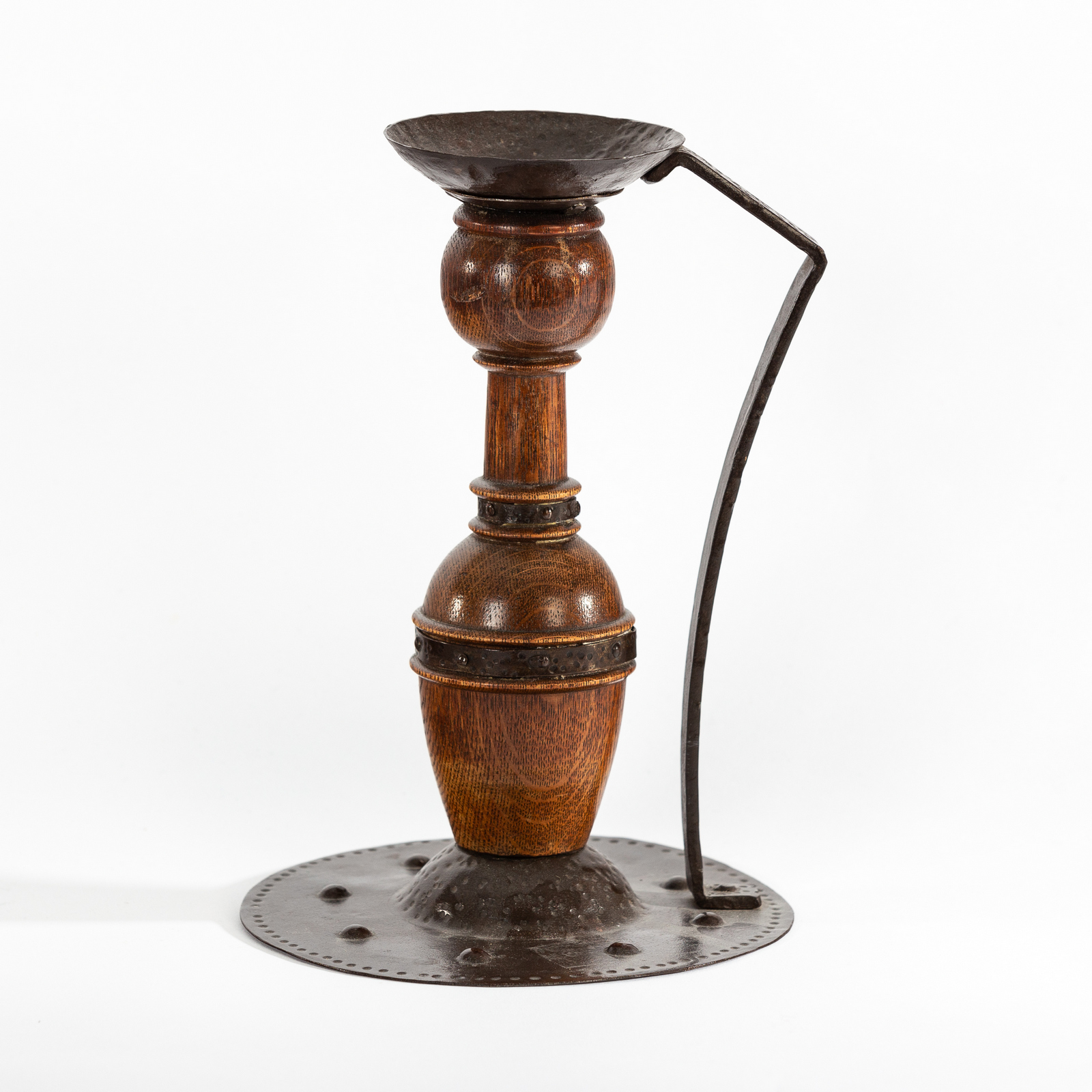 A Jugendstil copper and wood candlestick by Goberg, - Image 2 of 2
