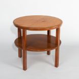 Betty Joel, a two-tier Australian silky oak table, 65cm diameter,