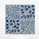 William Morris, a 'Bough' design blue and white decorated tile, circa 1870,