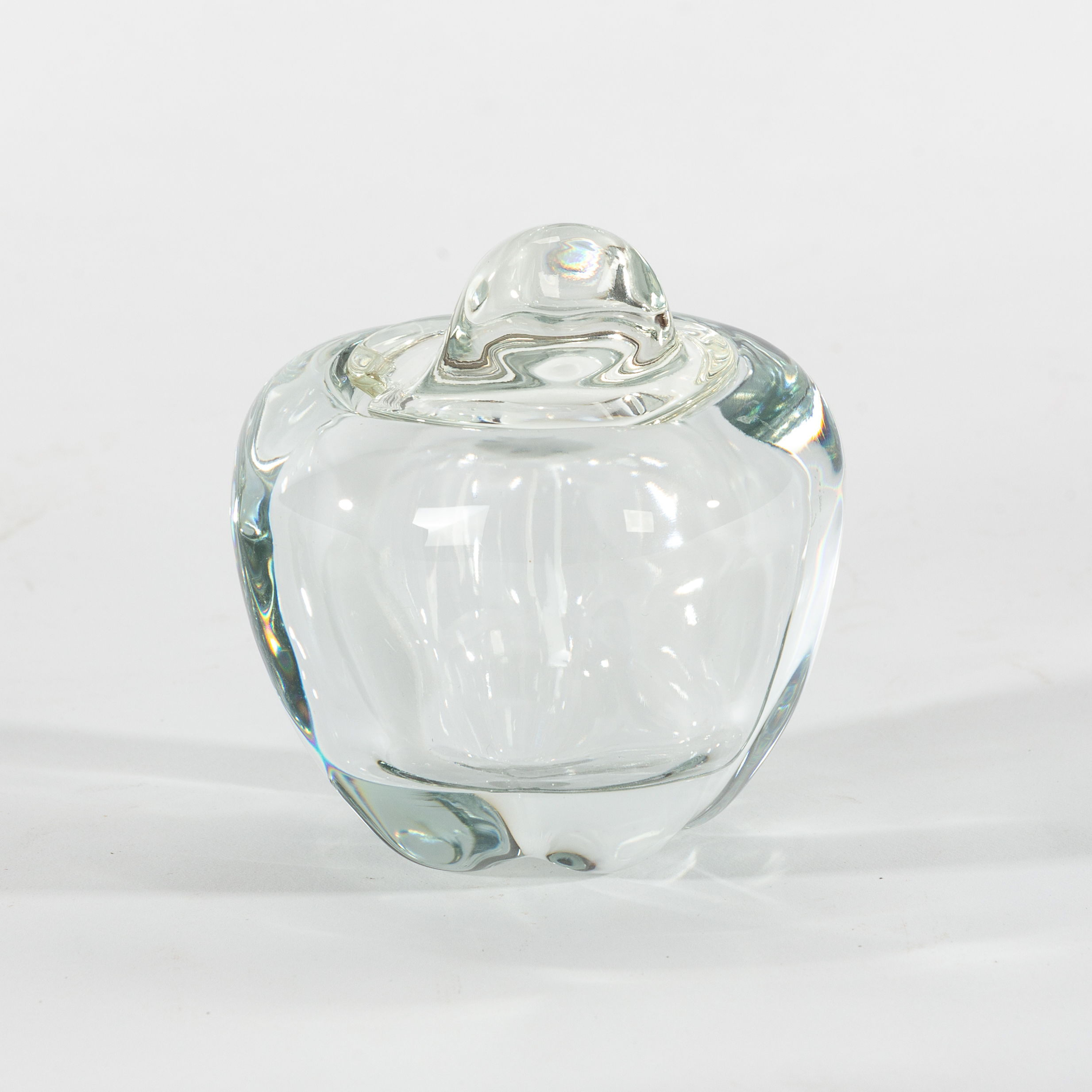 Elsa Peretti (Italian, born 1940) for Tiffany & Co, a glass condiment jar of apple form,