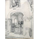 H Ogle/Church Interior/signed and dated 21.9.1957/etching, 36cm x 25.