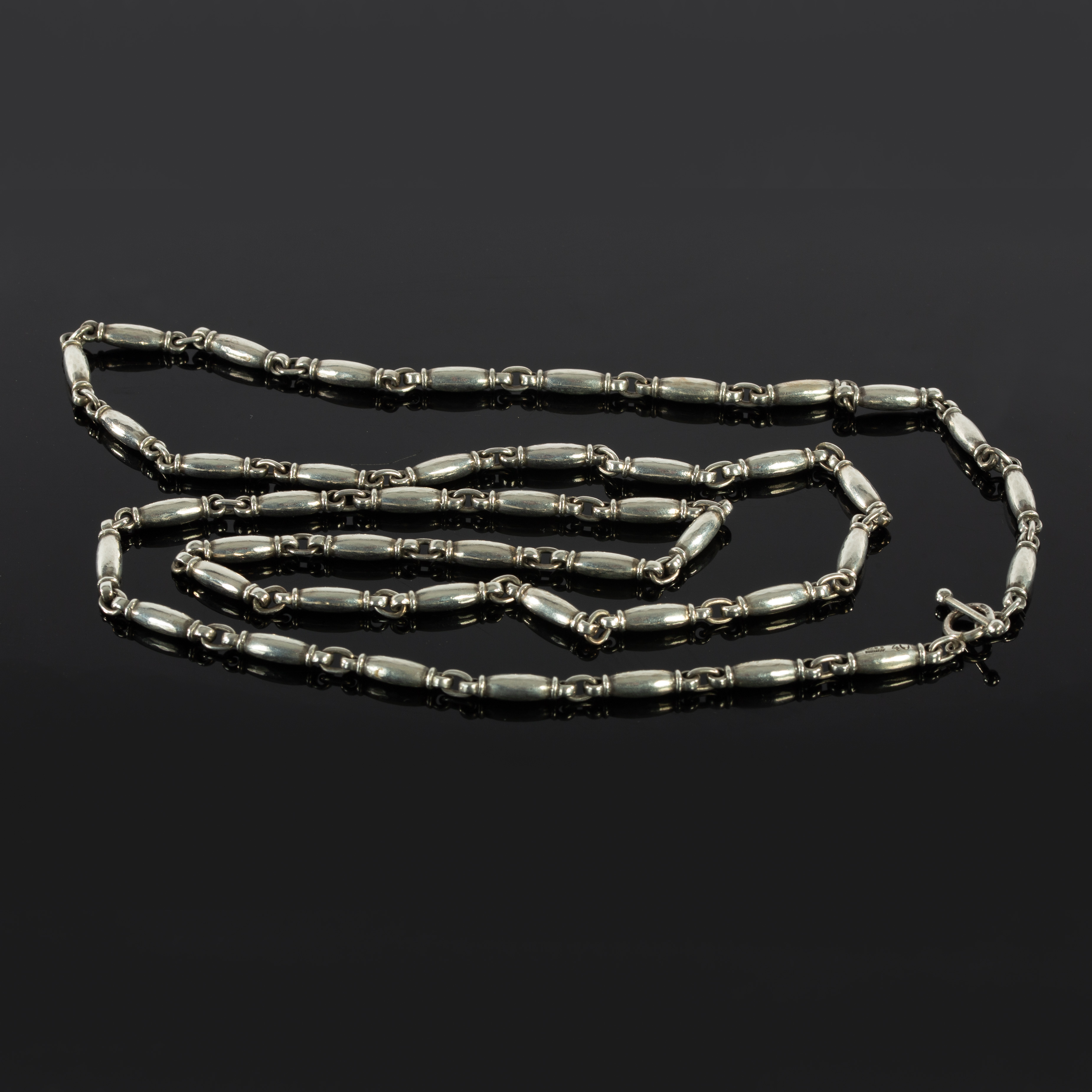 Georg Jensen, a Danish silver chain with ring and T-bar clasp, - Image 3 of 6