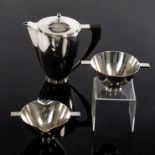 Johan Rohde for Georg Jensen, a silver three-piece coffee service of Art Deco design,