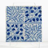 William Morris, a 'Bough' design blue and white decorated tile, circa 1870,