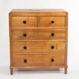 Gordon Russell, a walnut chest of drawers, fitted three long and two short drawers,