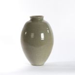 Studio Ceramics, a pale celadon crackle glaze vase, impressed mark,