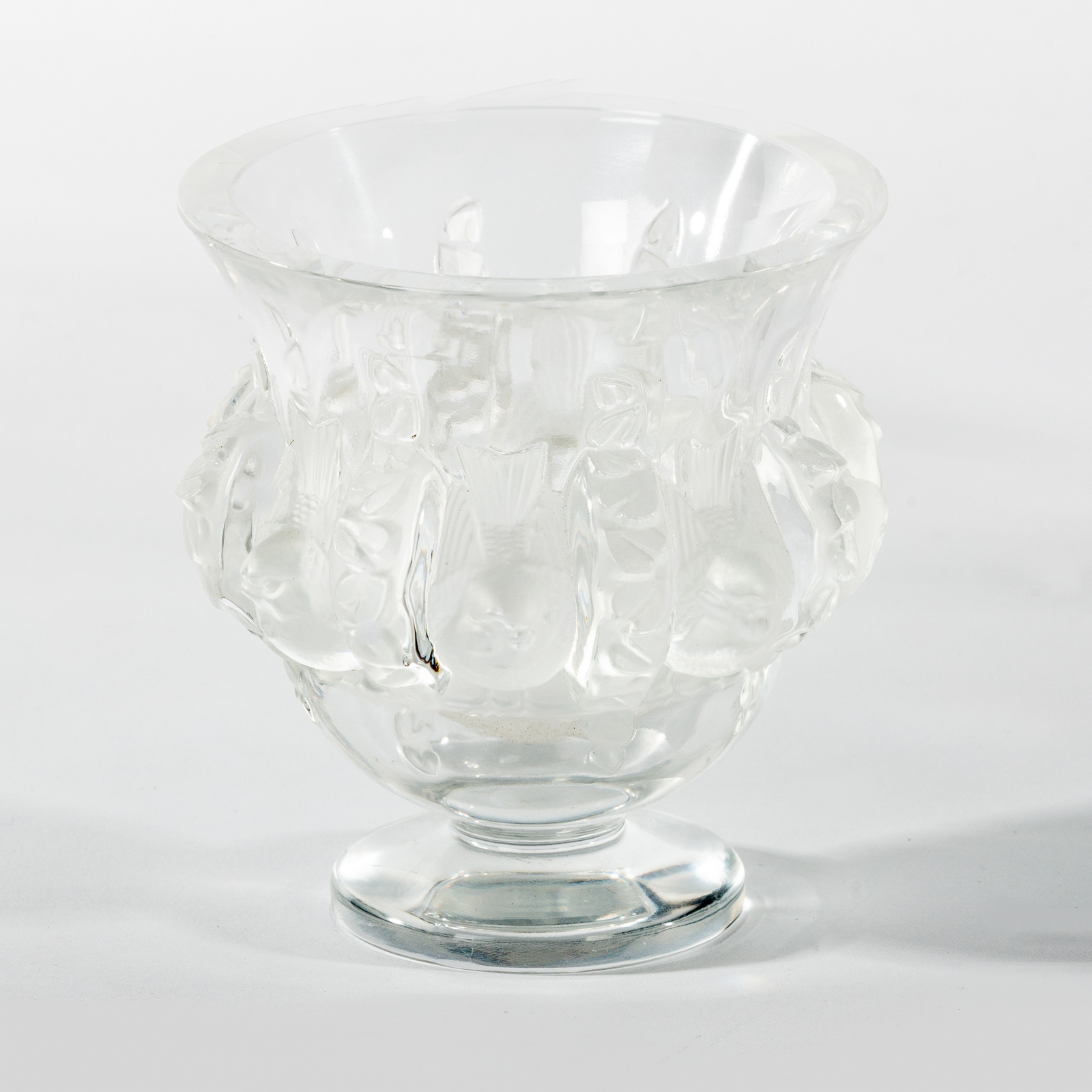 Style of Lalique, a glass vase with bird decoration, - Image 2 of 6