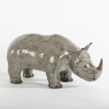 Robin Sales (British, Contemporary), a ceramic figure of a Rhino, initialled and dated 10/2000,