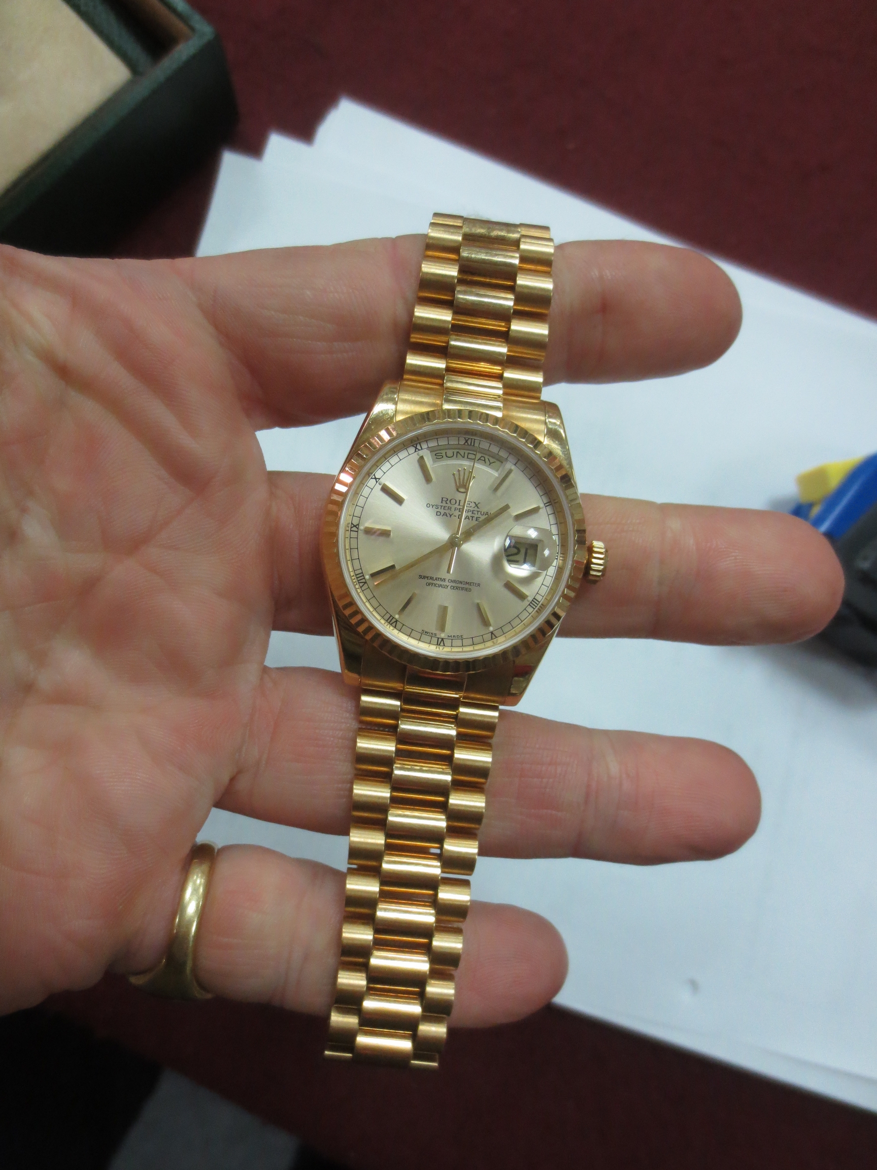 A Rolex Oyster Perpetual Day-Date gentleman's automatic wristwatch with gold bracelet, model 118238, - Image 7 of 9