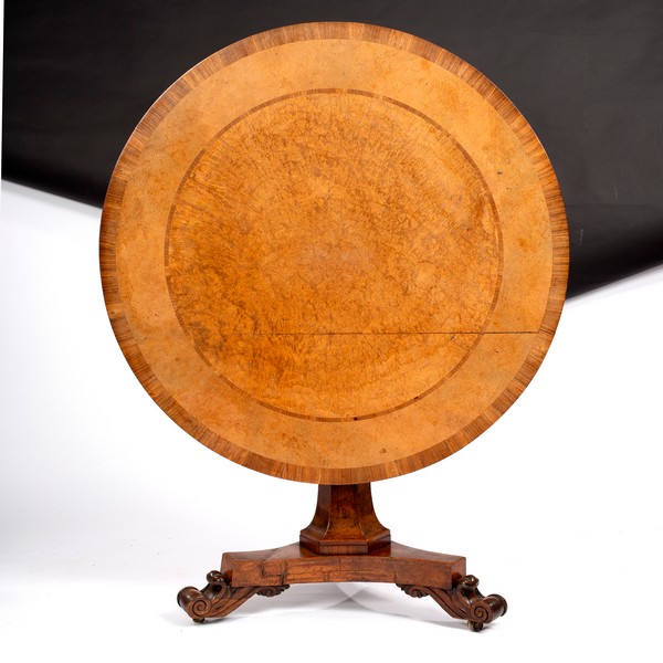 A Victorian burr maple centre table, - Image 4 of 10