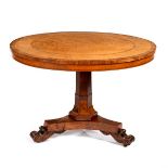 A Victorian burr maple centre table,