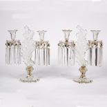 Manner of F & C Osler, a pair of two-branch table candelabra,