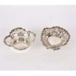 A small silver bonbon dish, Birmingham 1907, of pierced quatrefoil form and another London 1893,