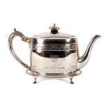 A Victorian silver teapot and the matching stand, William Moulson, London 1848/1849,