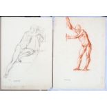 William Dennis Dring (British 1904-1990)/Two Studies of Male Nudes/one in red chalk, one in pencil,