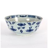 An English Delftware blue and white punch bowl, circa 1720,
