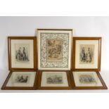 Five French fashion plates/colour prints, 29cm x 21.