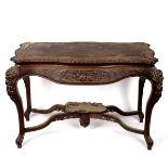 A Chinese carved hardwood centre table, early 20th Century,