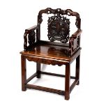 A Chinese carved hardwood throne chair,