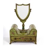 A George III painted dressing table mirror, circa 1790,