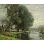 William Miller Frazer RSA (Scottish 1864-1961)/Looking Downstream/oil on canvas,