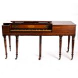 A mahogany square piano on turned legs