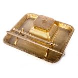 An Art Deco silver gilt inkstand and pen tray, Asprey & Co.