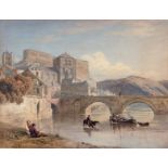 Frederick Nash (British 1782-1856)/Huy on the Meuse, Belgium/watercolour, 20.25cm x 36.