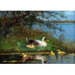 Constant Artz (Dutch 1837-1890)/The Attentive Mother/The Swimming Lesson/a pair/signed/oil on board,