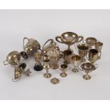 A collection of silver trophy cups,