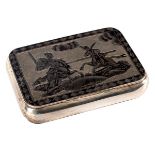 A Russian silver niello box, MK, 1819,