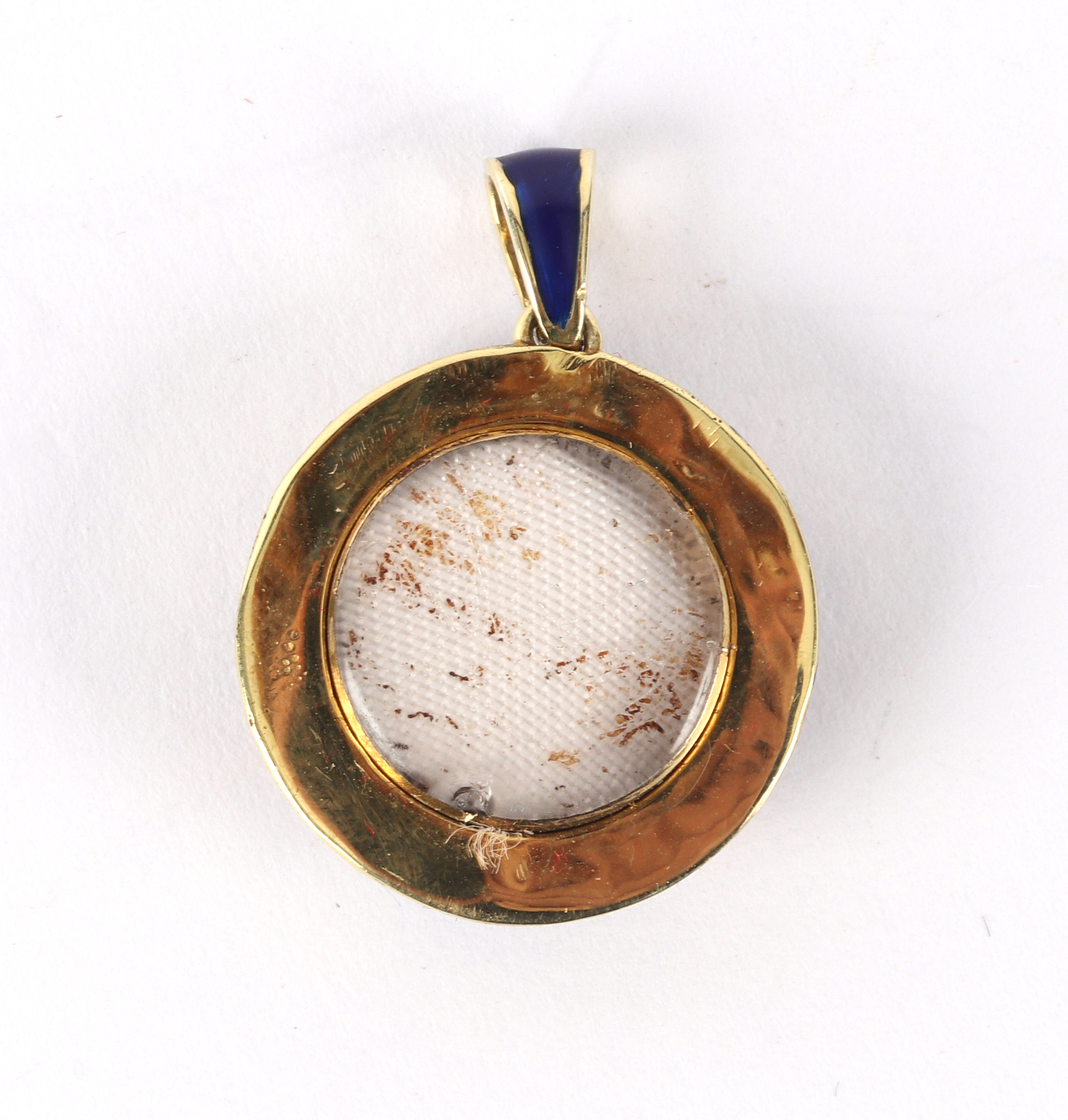 A diamond and blue enamel pendant locket, - Image 2 of 2