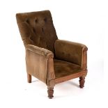 A William IV button back chair on carved front legs