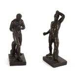 A pair of bronze figures of wrestlers, 19th Century, after the Antique,