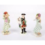 A miniature Meissen figure of a gentleman with game, 20th Century,