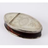 A silver lidded oval shell box, circa 1780,