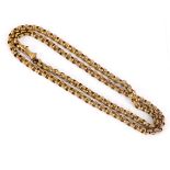A Victorian gold plated chain link necklace with hand clasp,