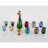 A quantity of early 20th Century silver-overlay coloured glass,