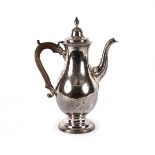 A George III silver coffee pot, probably Robert Pinkney, Newcastle circa 1760, of pear shape,