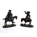 Two spelter figures of Don Quixote and Sancho Panza, circa 1870,