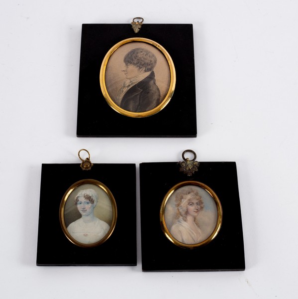 19th Century English School/Portrait Miniature of a Young Man in Profile/initialled/watercolour on - Image 2 of 2