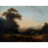 Follower of John Rathbone/Landscape with Castle in the Distance/oil on panel,