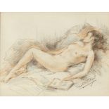 Yves Diey (French 1892-1984)/Female Nudes Reclining/a pair/pencil and red chalk, 13.