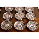 A near matching set of 17th Century style Japanese Imari porcelain, comprising eight bowls,