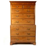 A George III mahogany inlaid chest-on-chest,